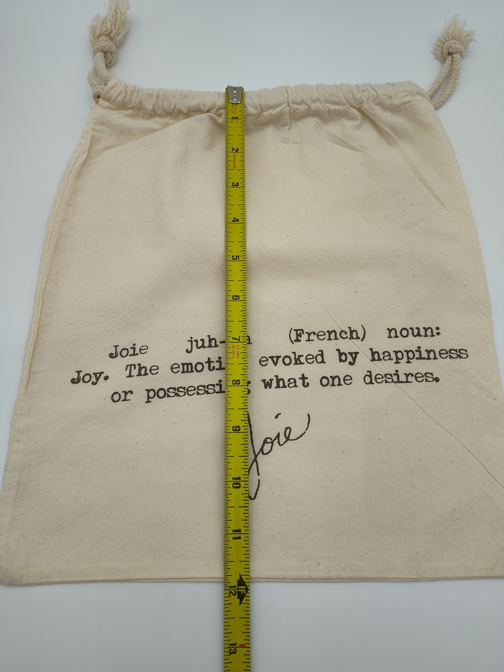 JOIE Juh-Wa French Definition Drawstring Dust Bag Cotton Canvas Pouch 12x11 EUC - Picture 4 of 5